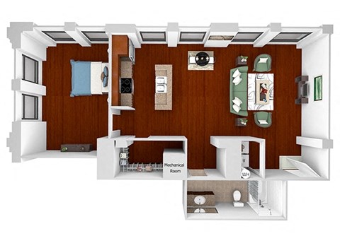 Main 3 Downtown - A8 (Landmark) - 1bed/1 bath - 3D